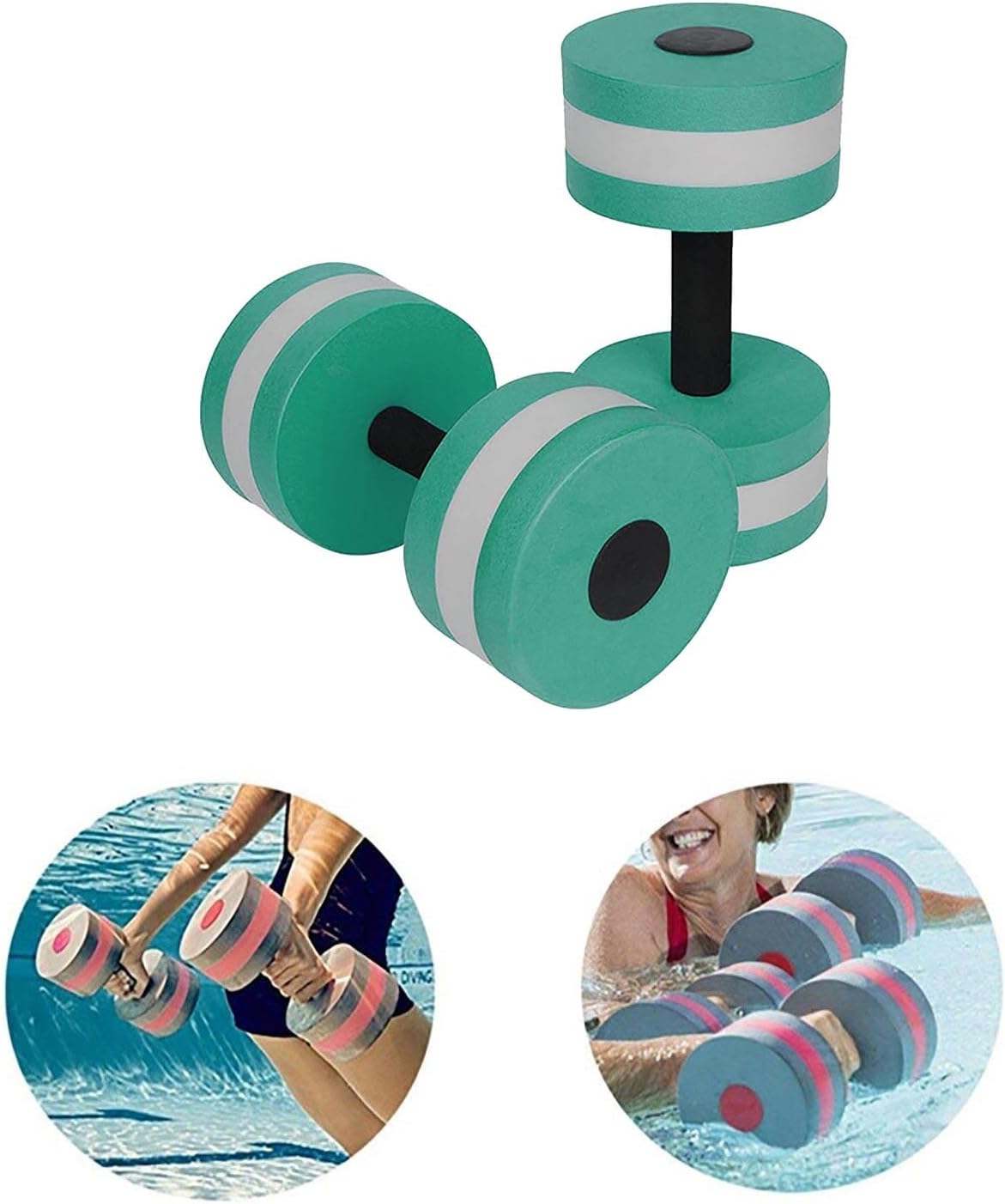 2PCS Aquatic Dumbbells for Pool & Water Exercise, Foam Pool Weights, Water Aerobics Equipment Dumbbells, Pool Fitness Barbells