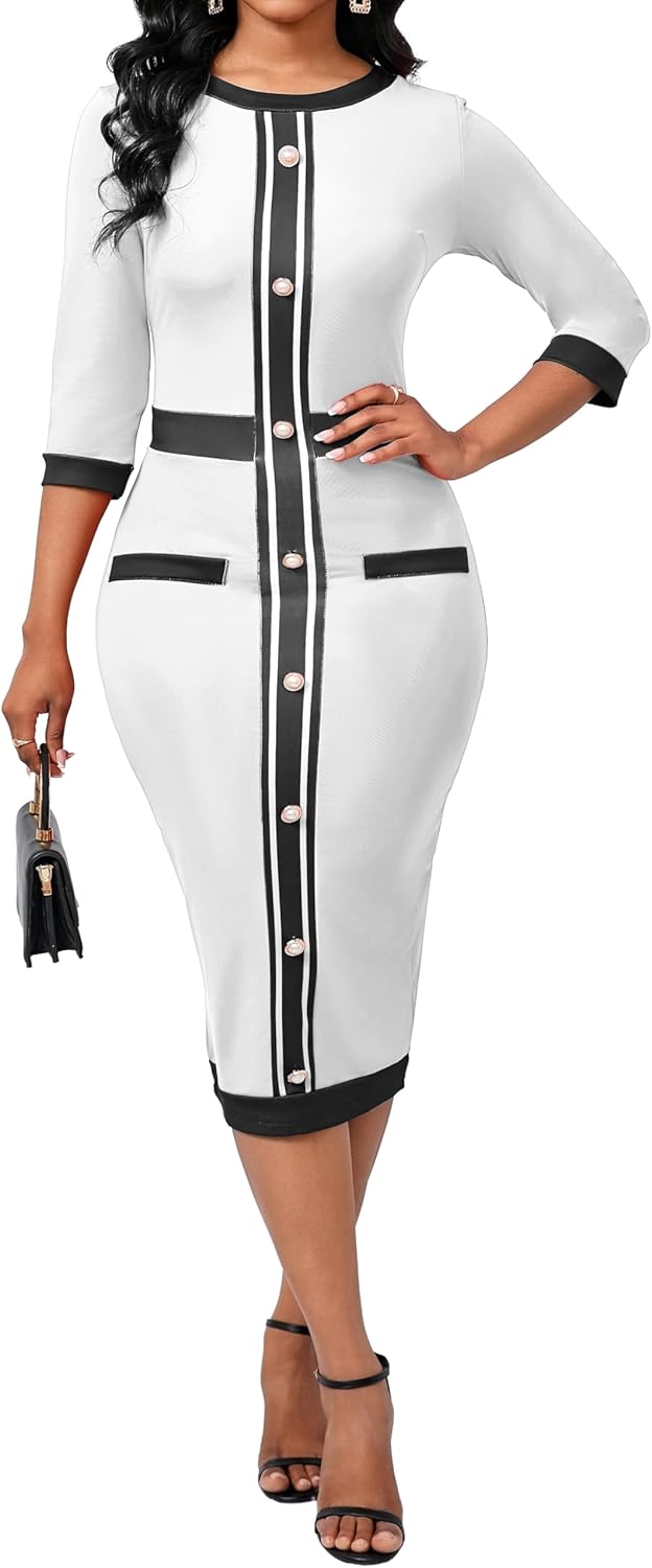 CuteCherry Women Sexy Dress Bodycon Work Dress Elegant Pencil Dress - Image 6