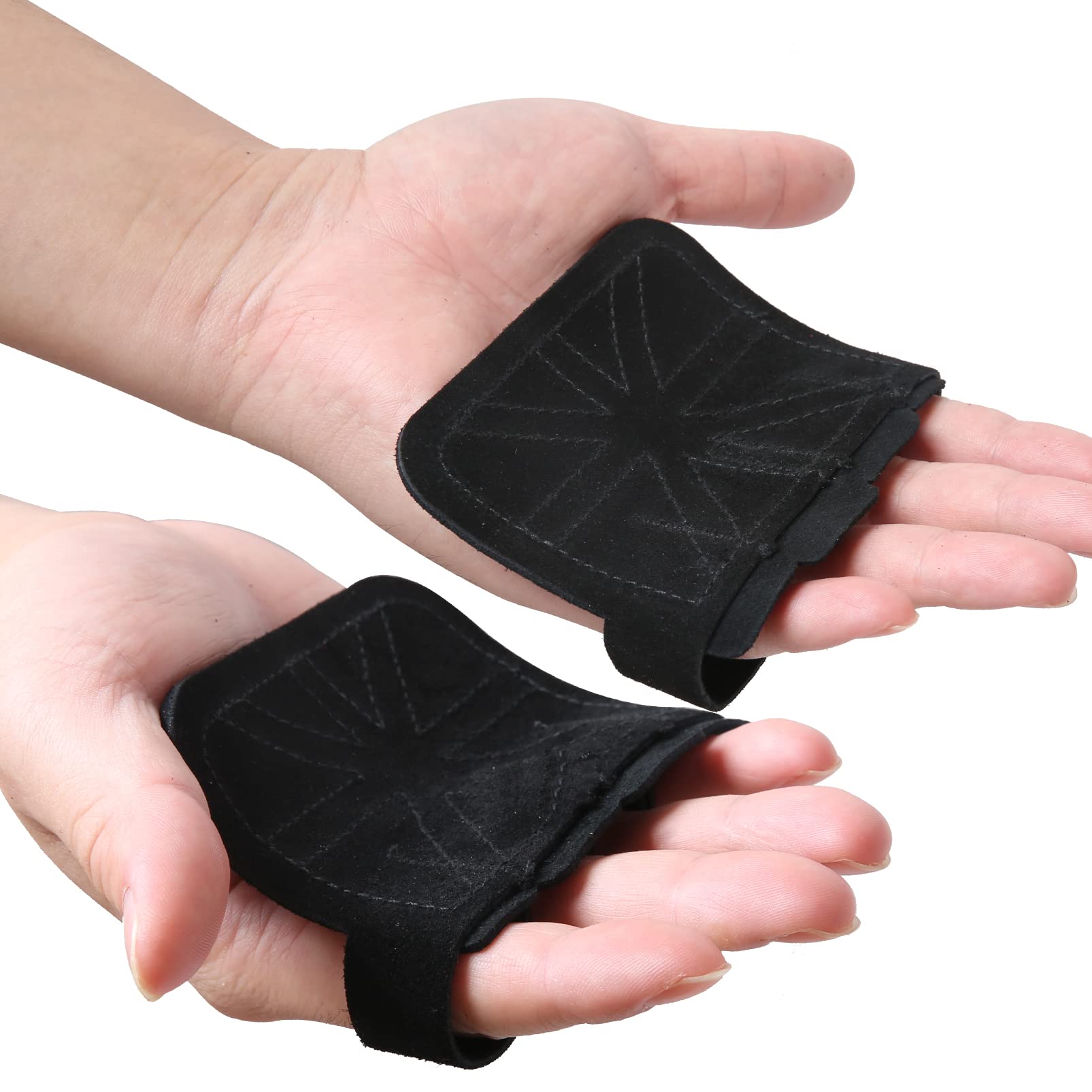HILAEX Fitness Gym Grip Pads for Weightlifting Powerlifting Cross Training Exercise Deadlift,4 Finger Loop Gym Workout Gloves for Men & Women The Gripper Palm Protection