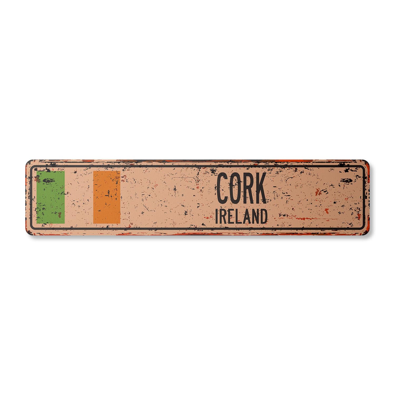 Yaasimoule Metal Cork Ireland Vintage Street Sign Irishman Irishwoman Irish Flag Country Rustic