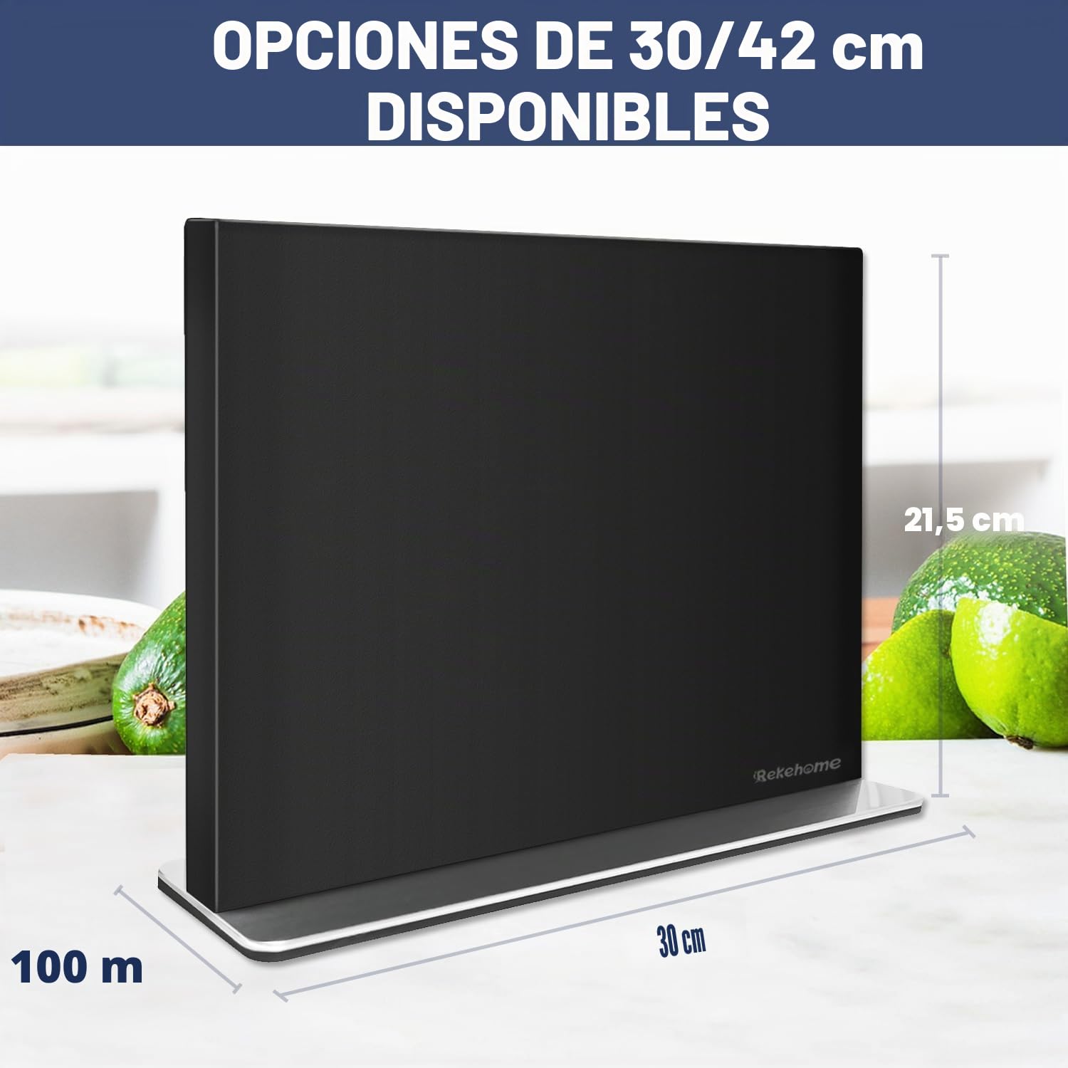 Bloque magnético para cuchillos sin cuchillo, 30 cm, negro, soporte magnético de acero inoxidable 304, soporte magnético fuerte en ambos lados para una cocina ordenada
