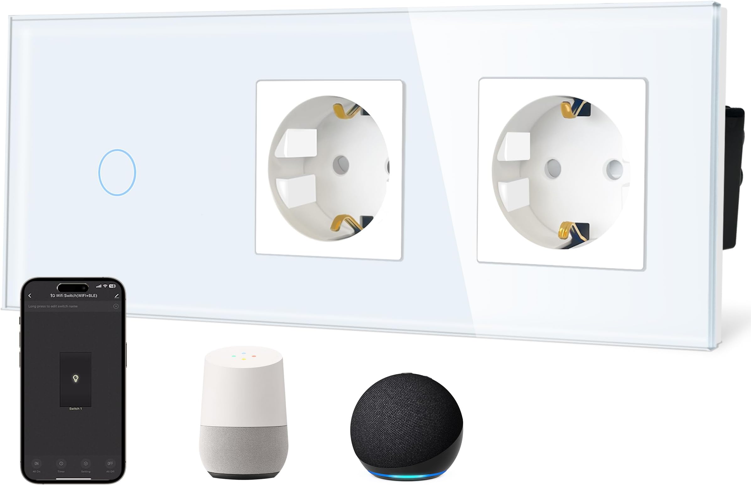 UseeLink WLAN Smart Lichtschalter - Alexa & Google Home Kompatibel Mit Touchscreen