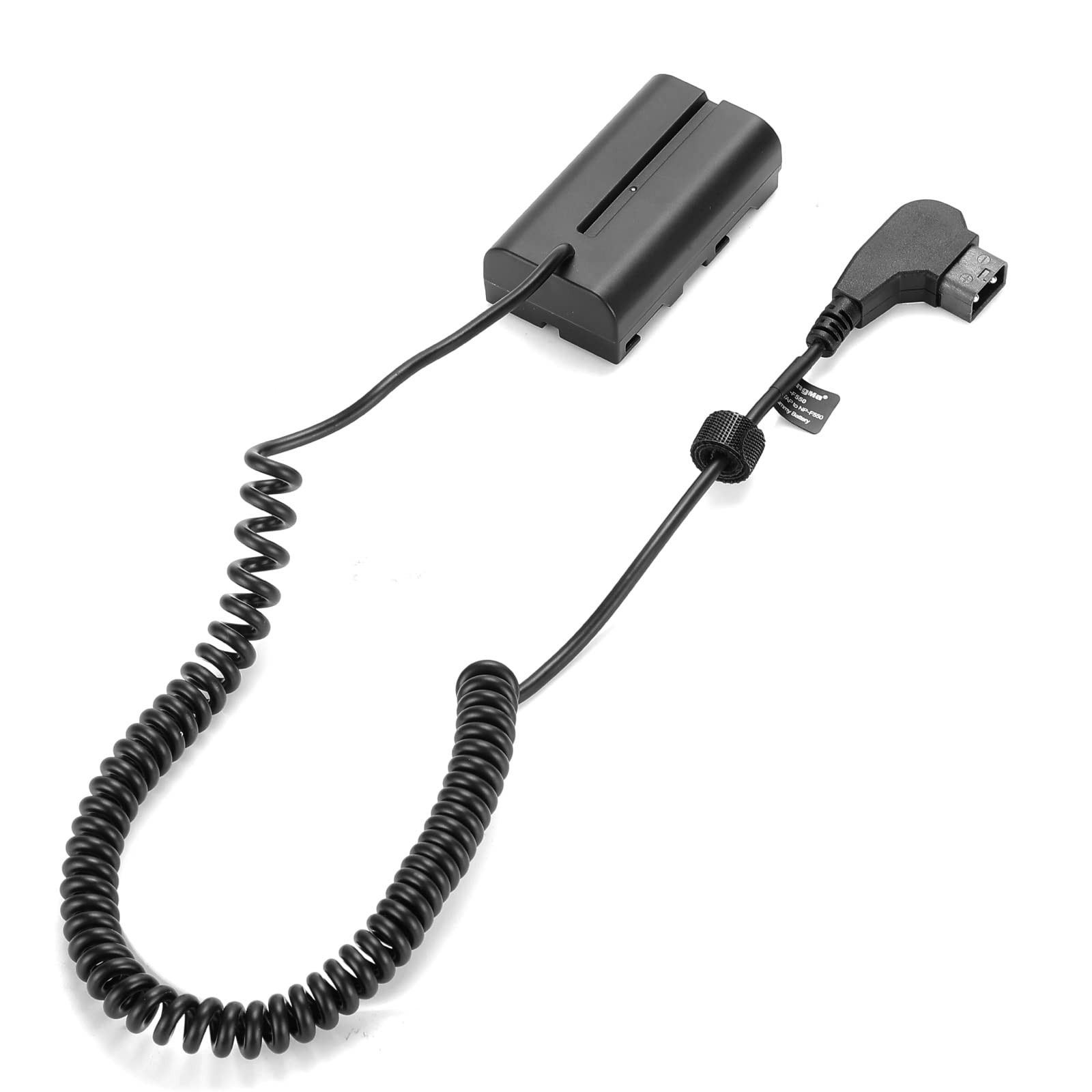 King Ma Extendable Coiled Power Adapter Cable for D-Tap Connector to NP-F550 Dummy Battery Compatible with Sony HXR-NX5C NX5R NX3 Camera