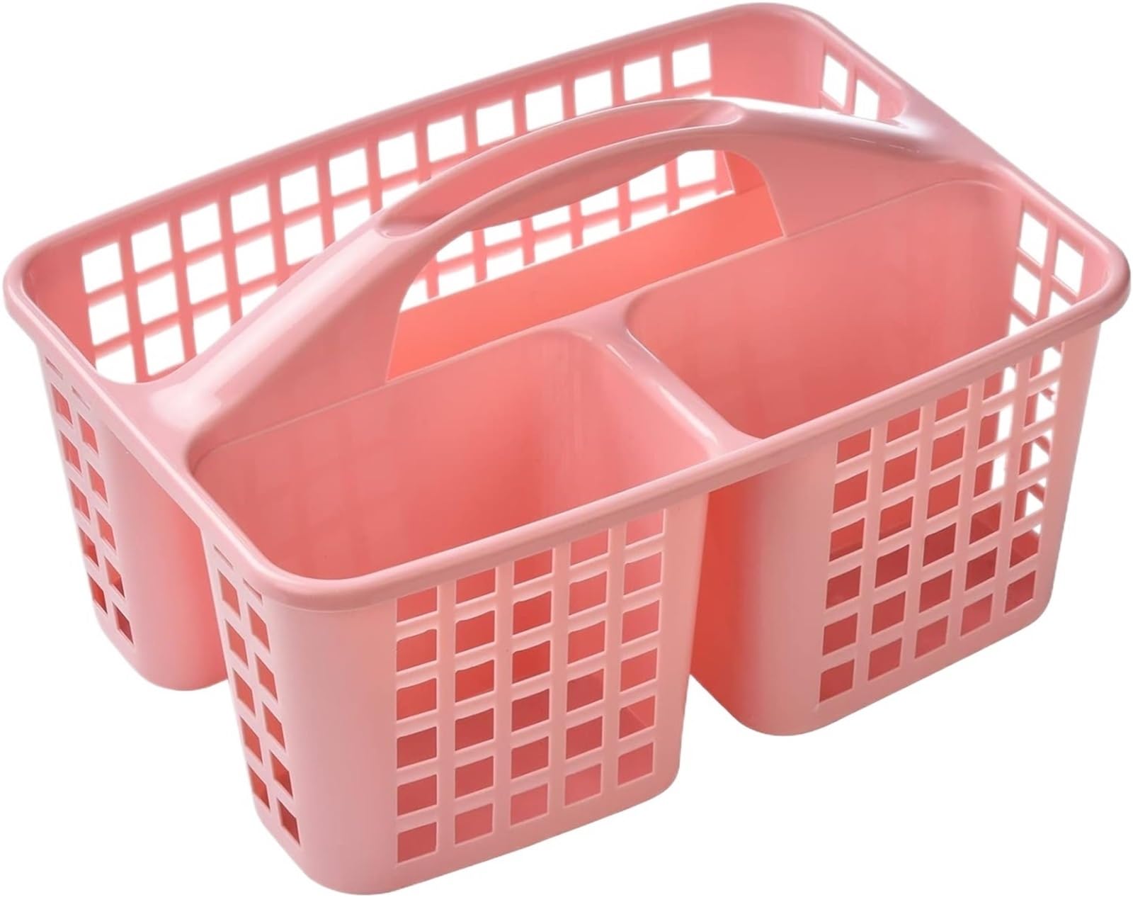 Bathroom Storage Basket Shower Caddy Basket Portable Divided Cleaning Supply Storage Organizer with Handle for Bathroom(Pink)