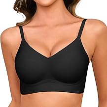 Lonya Soutien Gorge sans Armature Femme Push up Bralette Col en V Brassière avec Coussinets Brassiere sans Coutures Confort Classiques