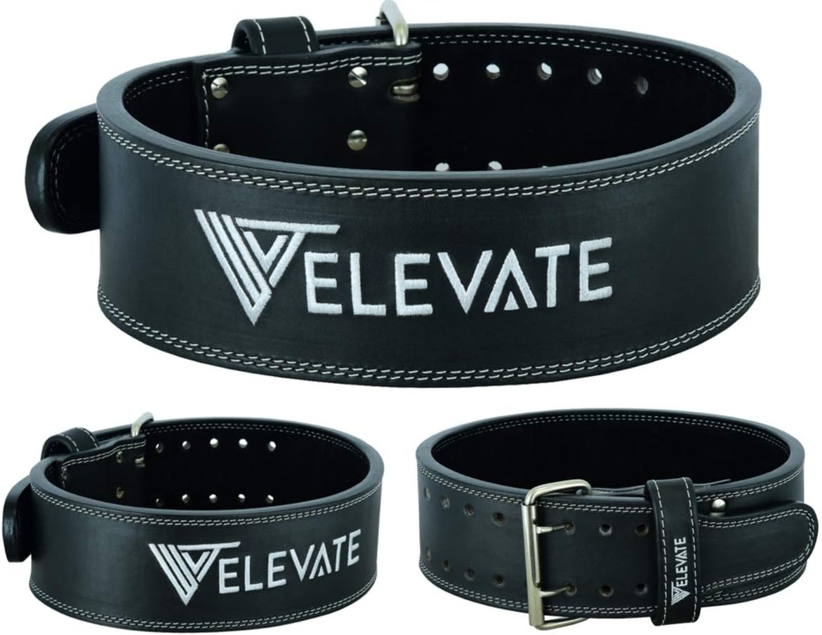 Elevate Equipment Premium Weight Lifting Power Belt Double Pronged 4 X 10โ Nubuk Leather Powerlifting Belt For Heavy Duty Weightlifting Strongman Squats & Deadlifts Gym Training For Men & Women