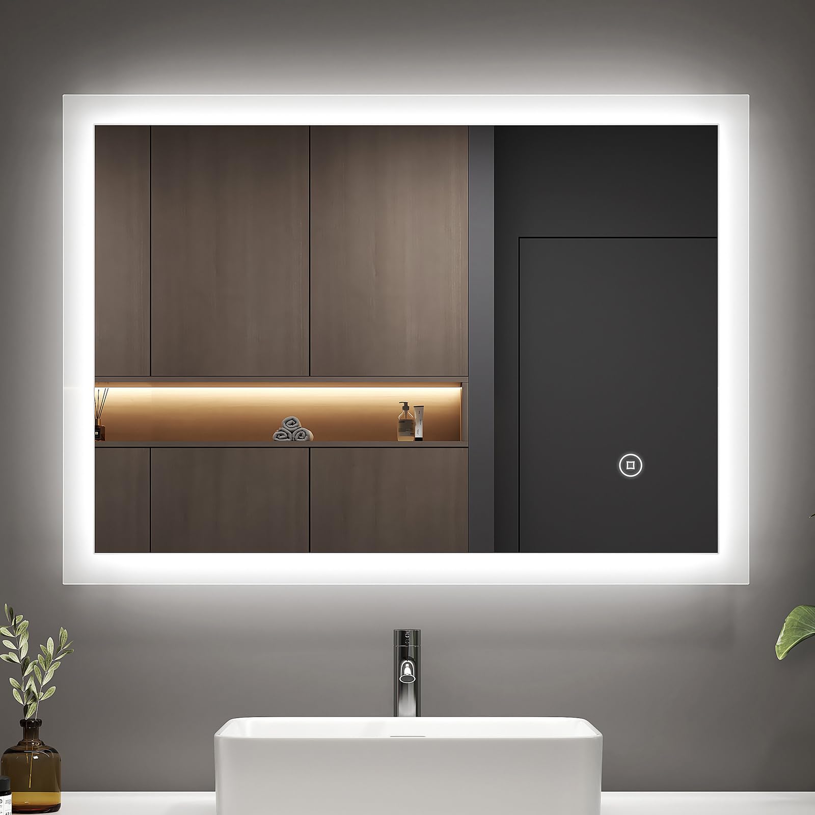 EMKE500 x 700 mm Illuminated LED Bathroom Mirror LED Mirrors Light with Touch Control Switch + Demister