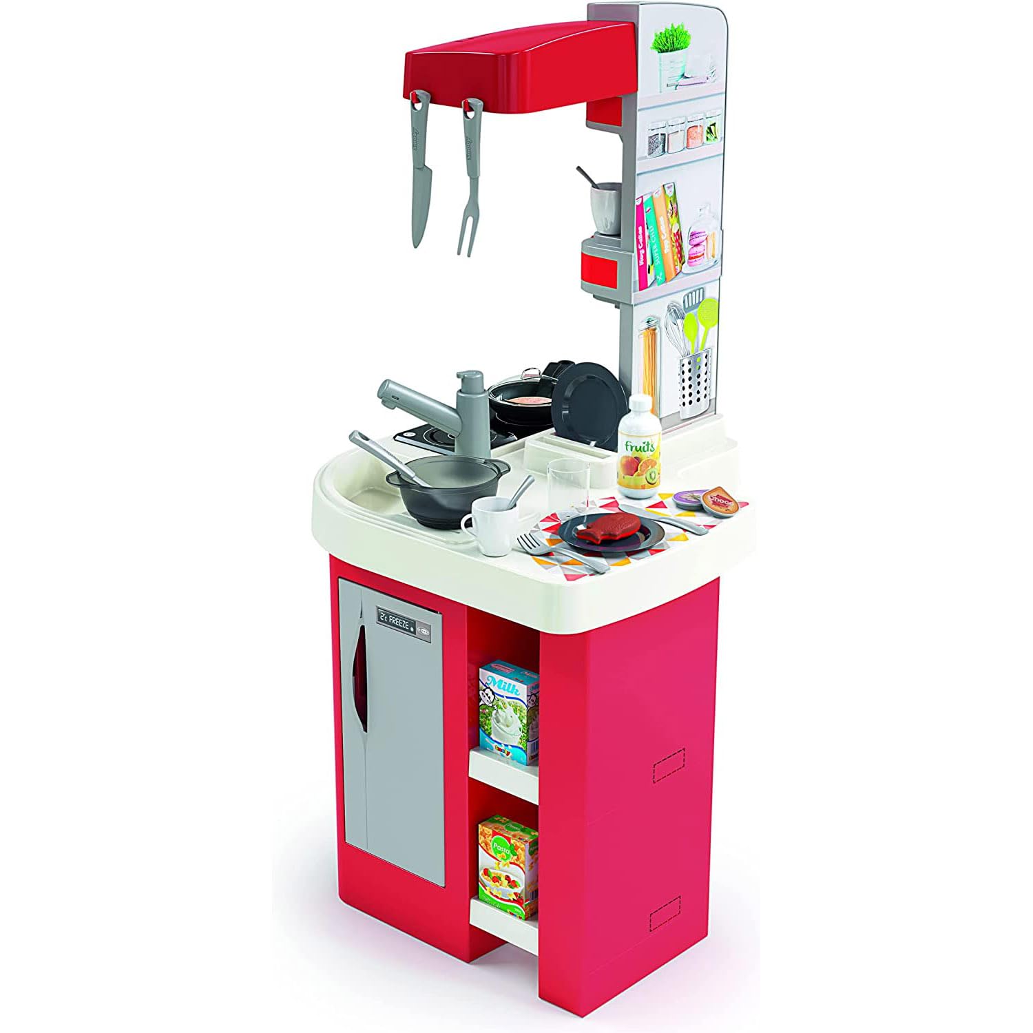 Smoby - Kuchnia Studio Bubble Red,7600311055, 3 lata, 26 akcesoriów, efekt wrzenia wody, kolor czerwony, wyprodukowano we Francji