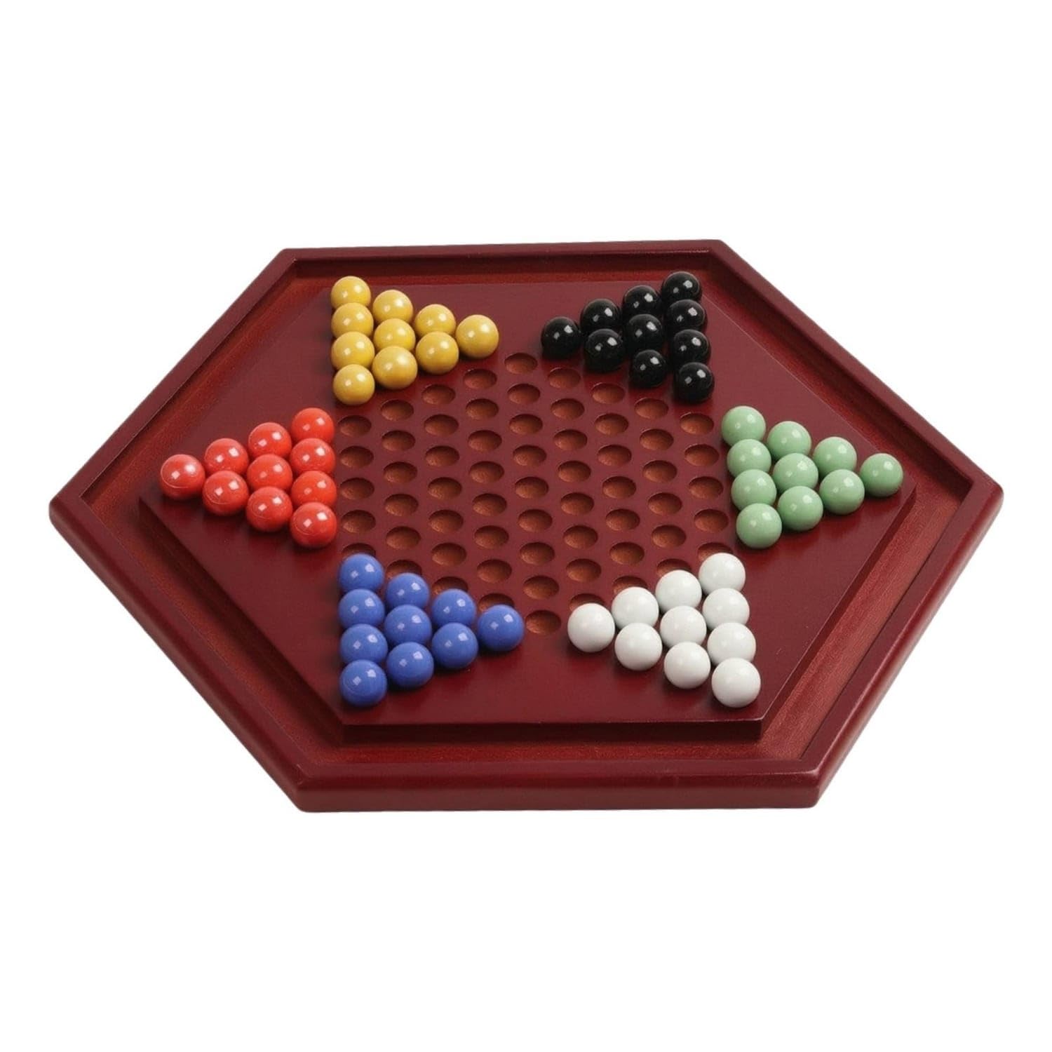 Hexagonal Chinese Checkers with Marbles Wooden Chinese Checkers Tabletop Board Game with Storage Bag for Families, Classrooms, MDF Agate Bead-image-22