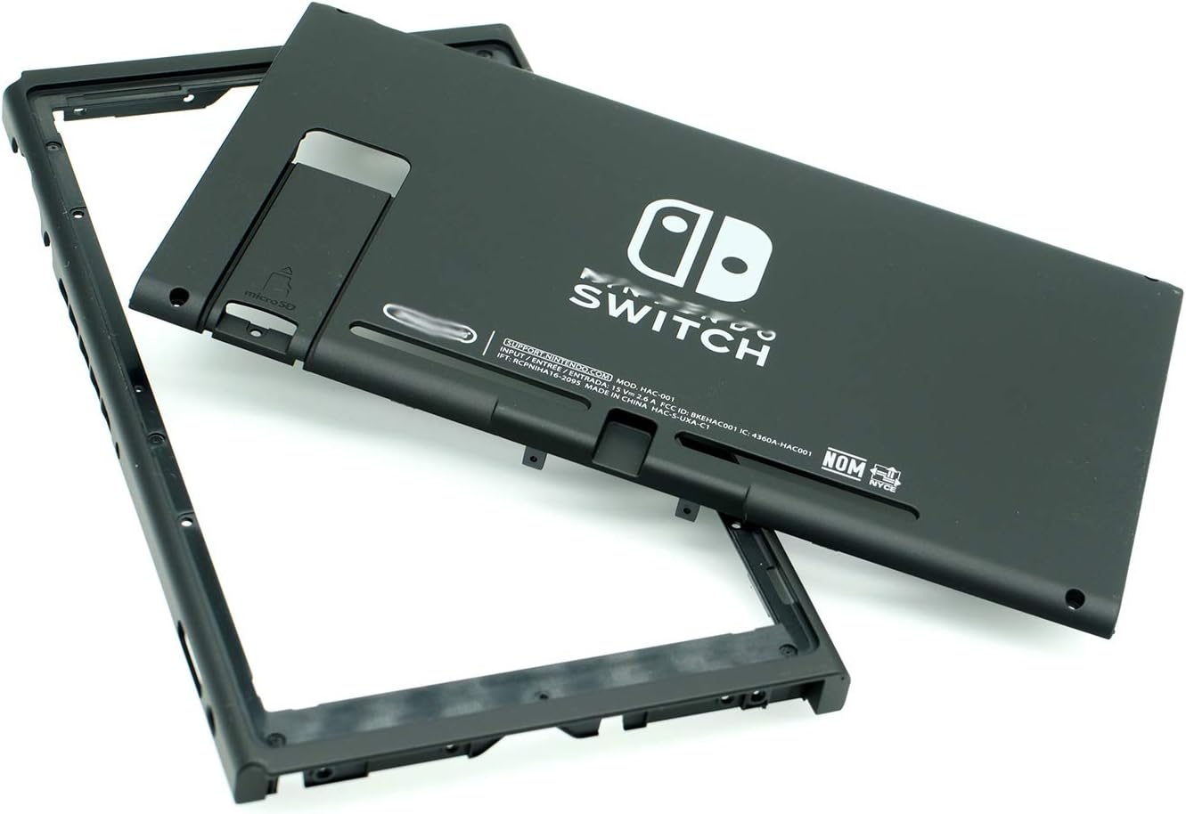 Black Rear Back Cover Replacement Housing Shell Case Bottom for Nintendo Switch Backplate (US Edition)