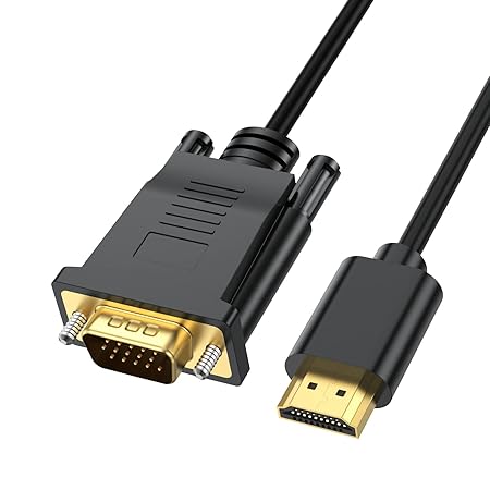 HDMI to VGA Cable 6 Feet, HDMI to VGA Adapter (Male to Male) 1080P HD Video Cord Compatible for Computer, Desktop, Laptop, PC, Monitor, Projector, HDTV and More (NOT Bidirectional, 1.8M)