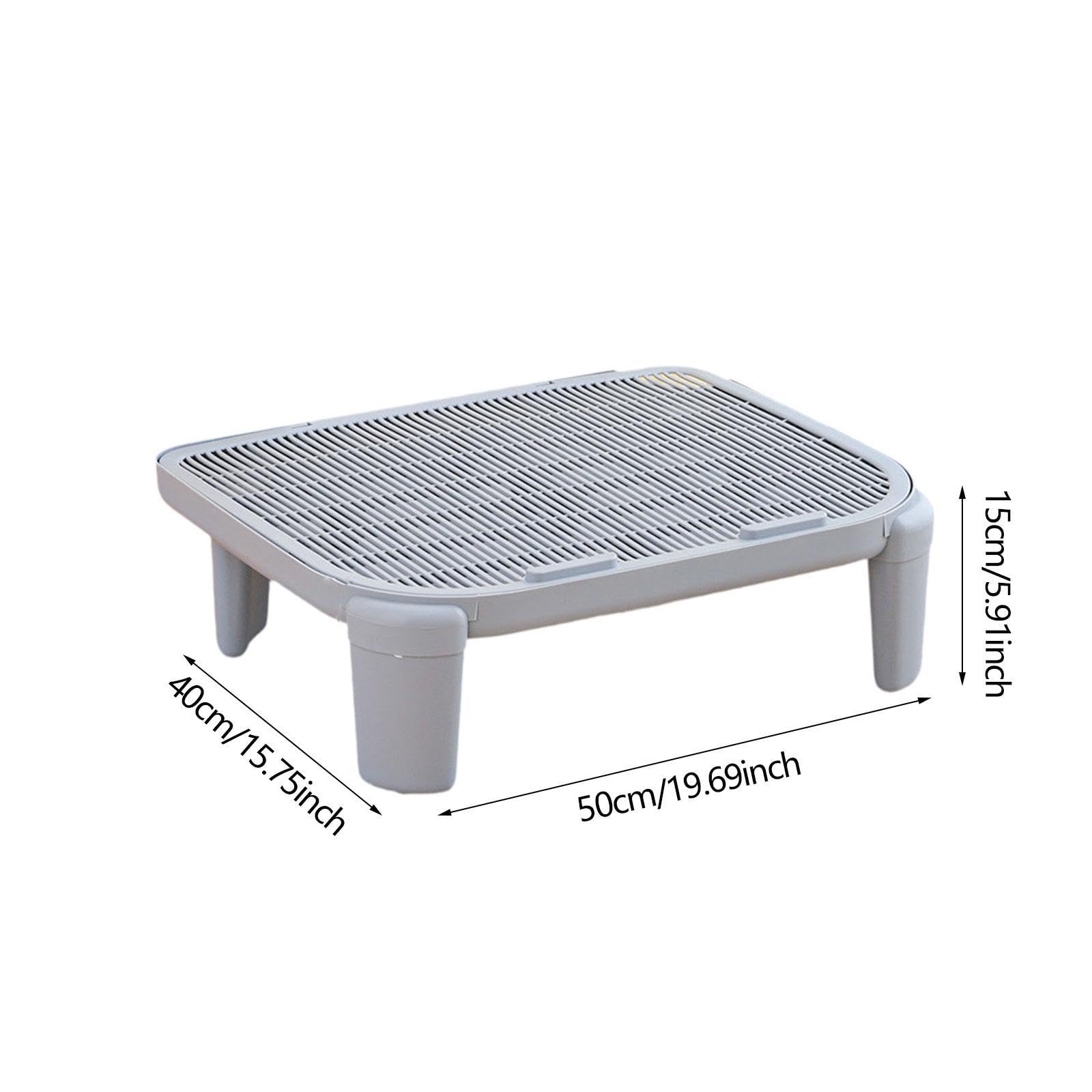 Rampe Litière Chat Double Couche Trappeur de Litière Tapis pour Boîte Litière Matériau PP Fonction Pied Adapté Aux Chats Âgés Nettoyage Intérieur, Gris