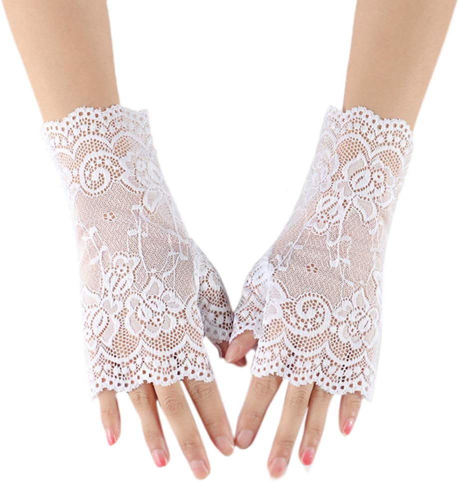 Women's Sexy Lace Gloves Wrist Length Full Finger Wedding Evening Gloves