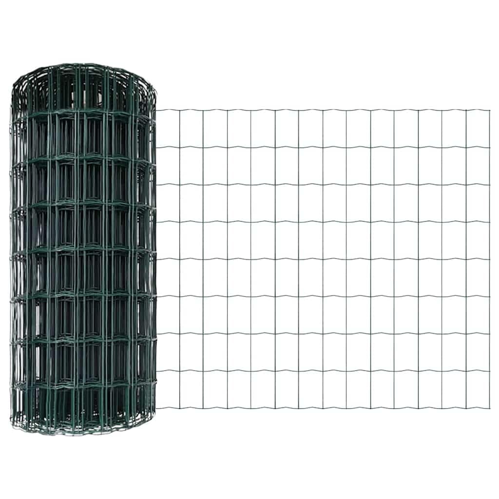 Juego de paneles de valla con postes verdes para delimitación de terrazas, diseño moderno para jardín y terraza, paneles de valla con recubrimiento en polvo como protección visual, juego con postes