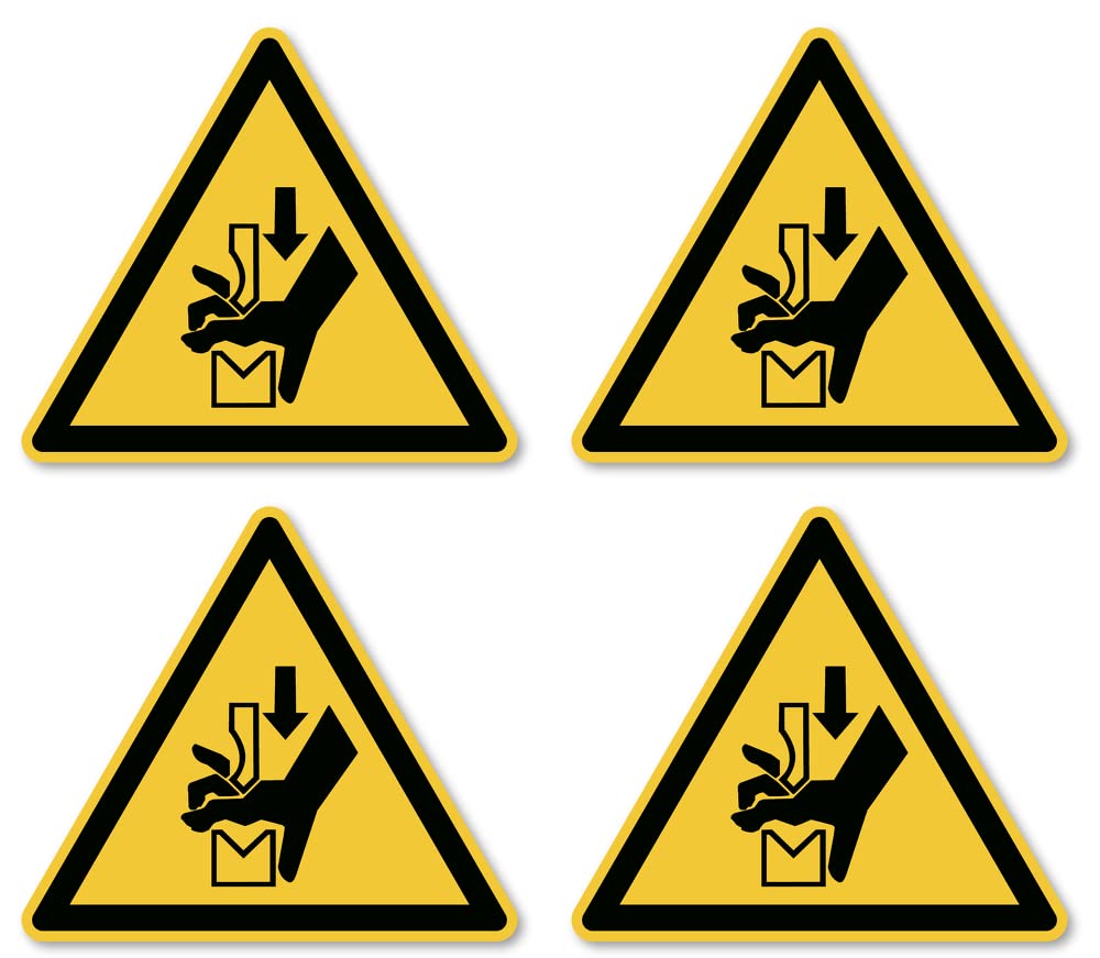 Warning against the risk of squeezing the hand between tools of a press: W030, DIN EN ISO 7010 / ASR A1.3