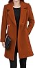 Tanming Womens Elegant Notched Collar Button Wool Blend Solid Long Pea Coat Overcoat