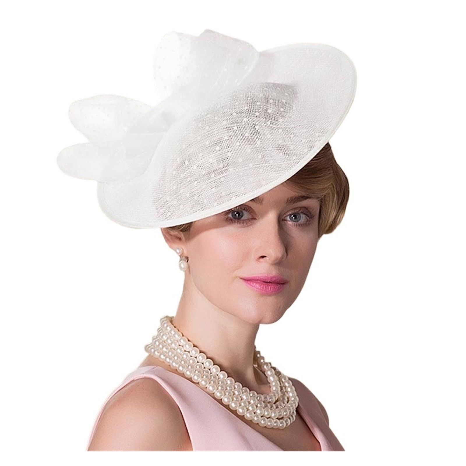 Cappello Da Sposa Per Donna Fascinator for donna, elegante cappello a tamburello in lino rosa, cappelli da cerimonia for matrimoni reali