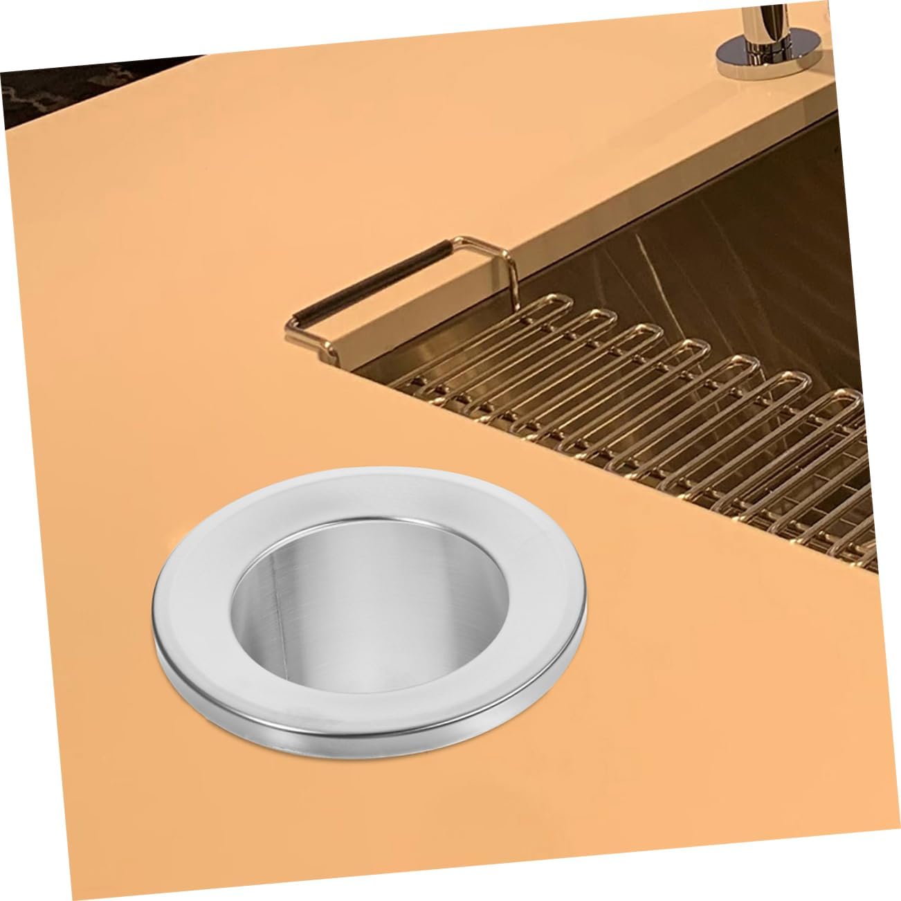 ABOOFAN Stainless Steel Round Trash Can Lid Small Outdoor Garbage Can Cover Embedded Type Recessed Lid