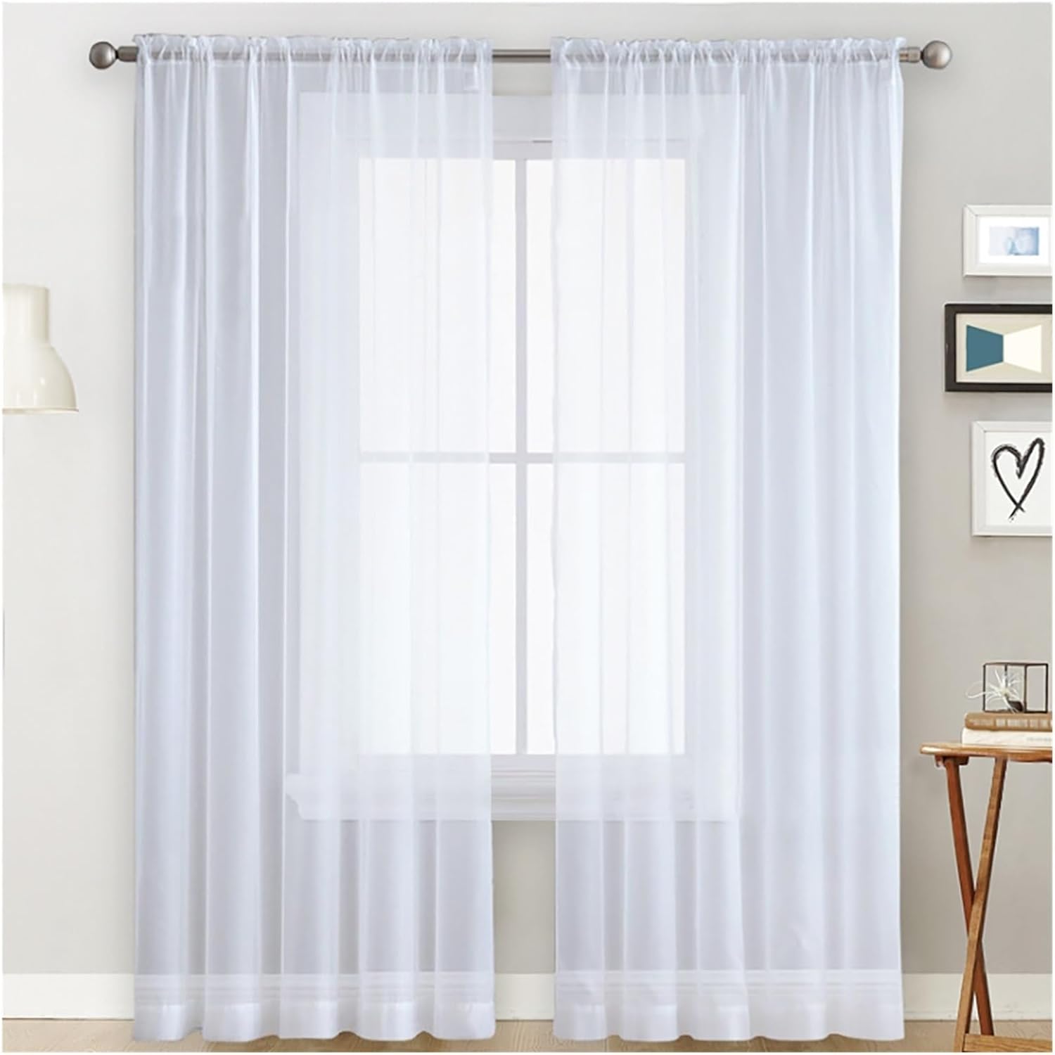 Thermal Insulated Blackout Curtains 1piece Threading Rod Solid Color Through Pole Transparent Window Screen Simple Curtain Decoration(W100cmxH130cm)