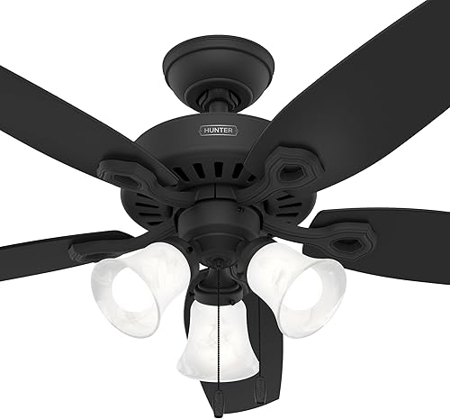 Miniatura 2 de Hunter Fan Ventilador de techo de interior con acabado negro mate de 52 pulgadas con kit de luz LED y cadena de tracción (renovado)