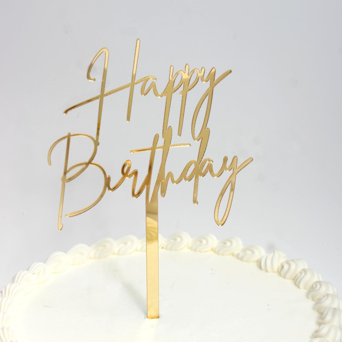 Photo 1 of 1PCS Gold Happy Birthday Cake Topper, 4.3 x 7.4 Inches Mirrored Gold Acrylic Versatile Cake Decorations, Mirror Acrylic Cake Topper for Birthdays, Anniversaries, Birthday Party Decoration Ideas