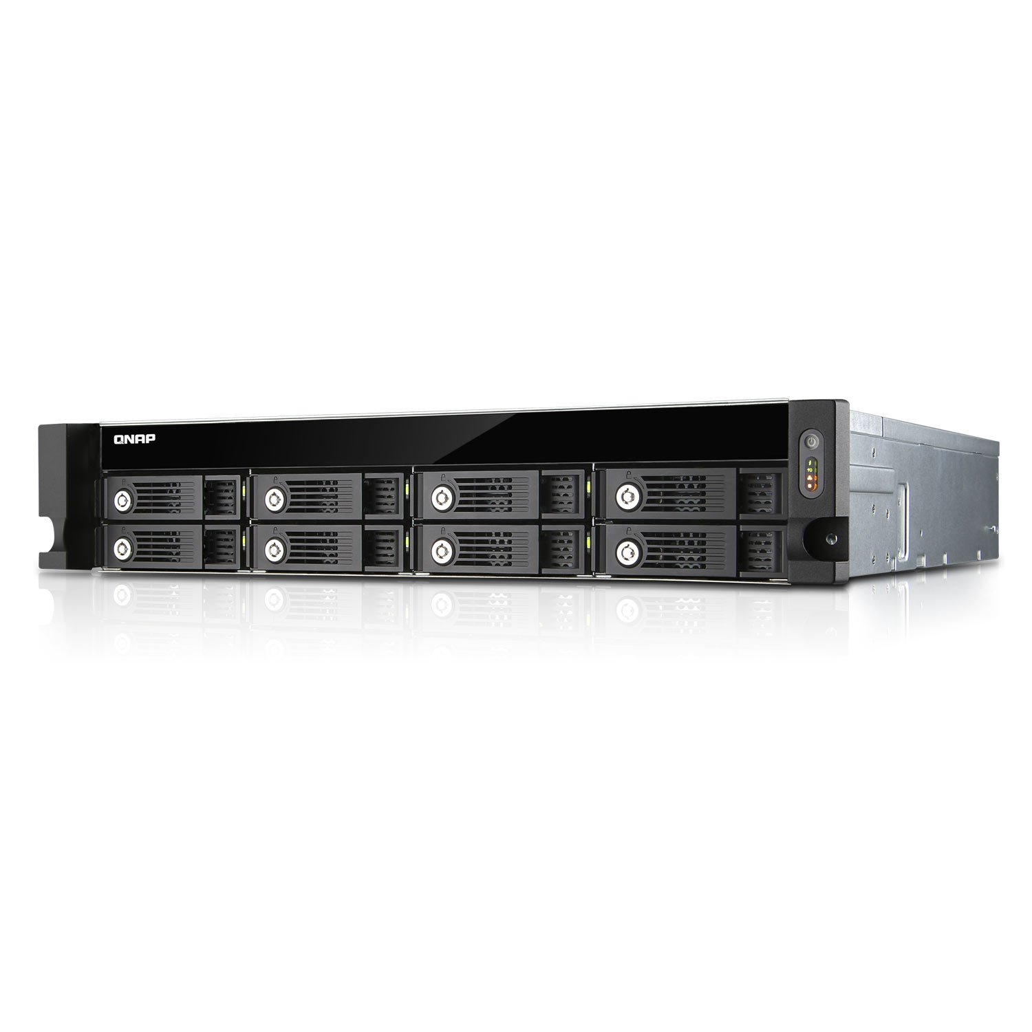 QNAP TVS-871U-RP-I3-4G - Serveur NAS de Stockage Unifié, Rack 8 Baies, Intel Core i3 3.5 GHz Dual Core, 4Go RAM Extensible, 4 Gbe LAN, HDMI, 2 Ports cache mSATA, 10G-ready, 4K-ready, Alimentation Redondante, Châssis Vide