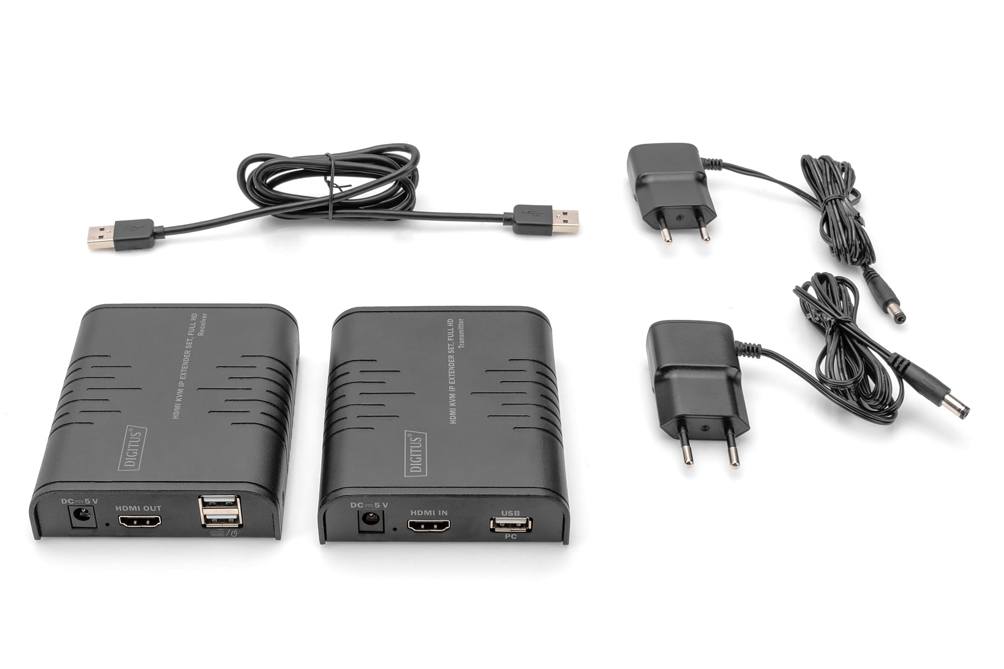 DIGITUS DS-55529 Extender/Splitter KVM HDMI - Full HD 1080p 60 Hz - 120 m Via câble LAN/Illimité Via Ethernet (Compatible IP) - Kit : émetteur & récepteur - HDMI 1.3 & HDCP 1.4