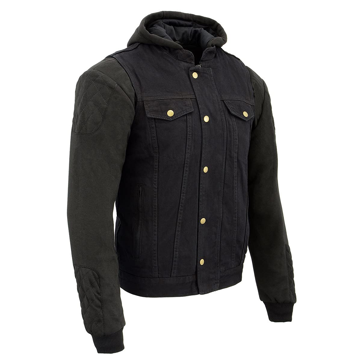 Milwaukee Leather MDM3020 Men's Black Denim '5-in-1' Club Style Vest with Removable Hoodie - Large