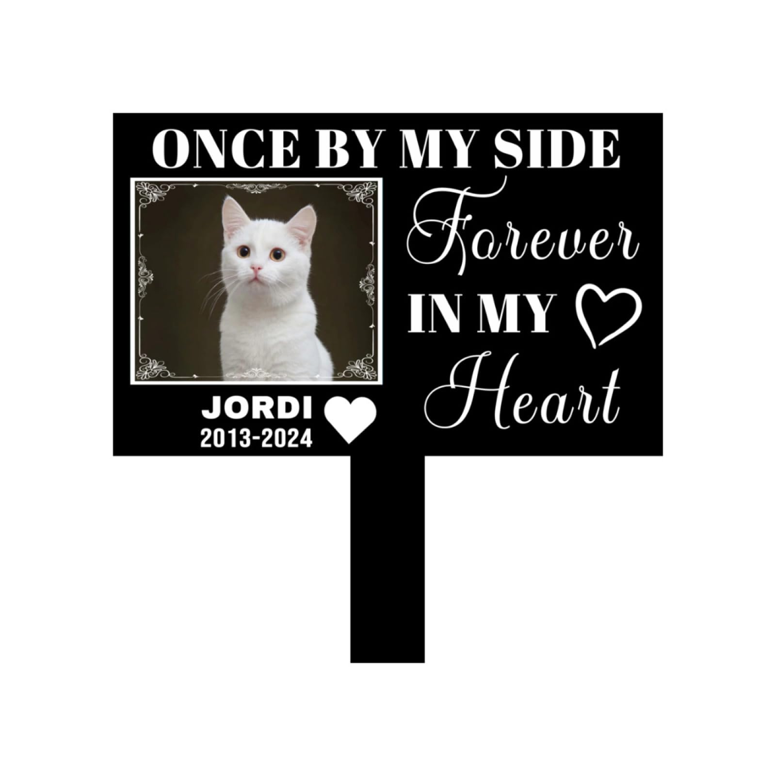 Custom Dog Cat Metal Memorial Grave Markers Sign Garden Stake Outdoor, Sympathy Cemetery Remembrance Gifts For Loss Of Pet Burial Marker Tombstone Headstone With Picture Name Yard Plaques (Style 8)
