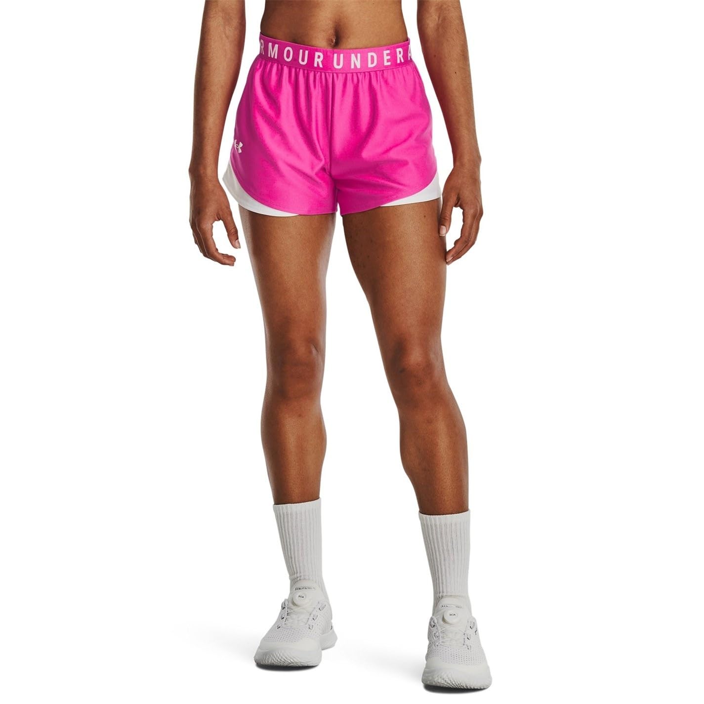 Under Armour Play Up Shorts 3.0, Short Femme, Carbon Heather / Black / Black, 2XS