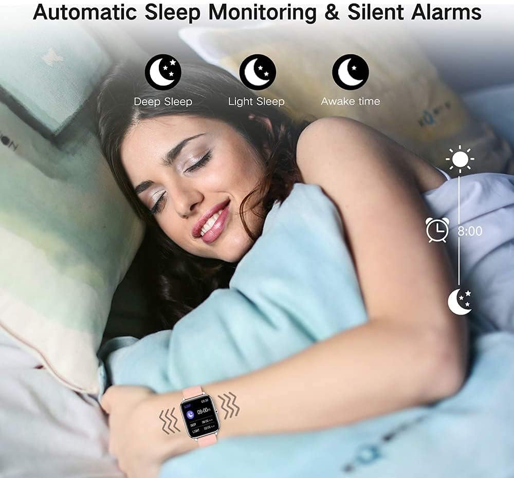 Nerunsa Smart Watch monitoring sleep patterns, showing deep sleep, light sleep, and awake time