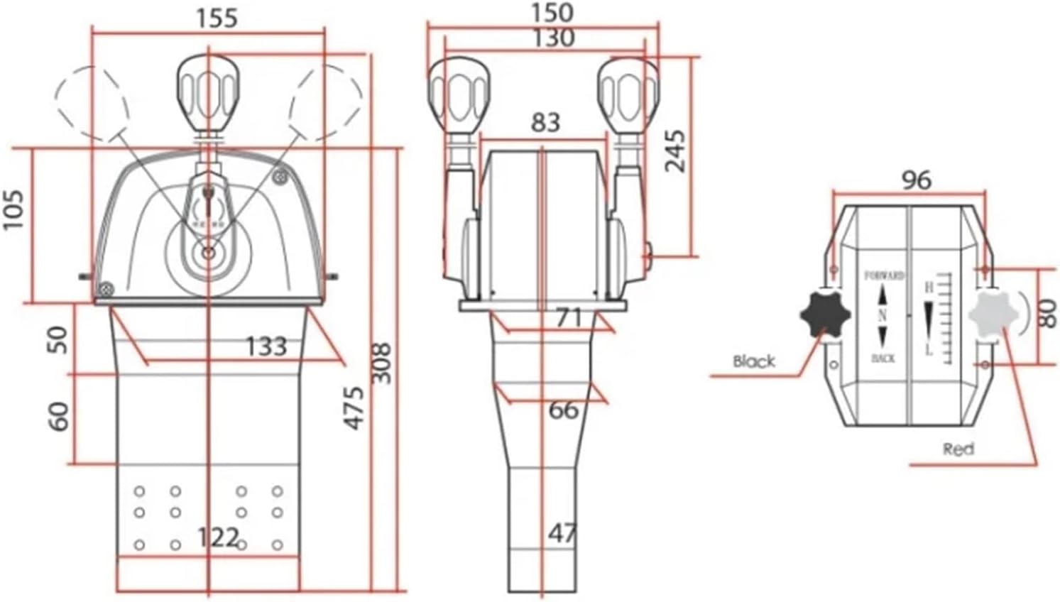 YK6 Top Mount Throttle Control Lever Alloy Boat Control Box for Engine