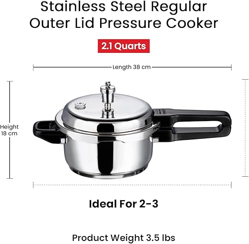 Vista 80 de Vinod V-3L - Olla a presión de acero inoxidable, 3 litros, mediana, color plateado