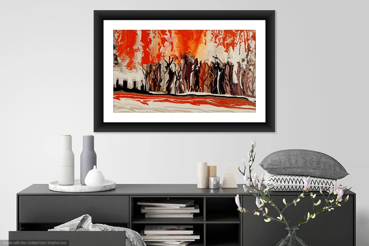 SHSWorks Digital Reprint | Abstract - 11 | Framed Wall Art Canvas Painting | Signed by Artist | Copyright Protected Artwork | Multicolor (Black Framed 19x27 (Inch)) 1