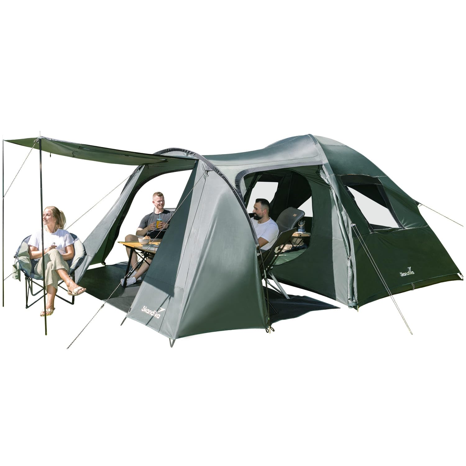 Skandika Kuppelzelt Västervik 5 | NEUES Modell 2024, Camping Zelt 5 Personen mit Vorraum, eingenähter Zeltboden, wasserdicht, 195 cm Stehhöhe, 3000 mm Wassersäule, 3 Eingänge | Familienzelt