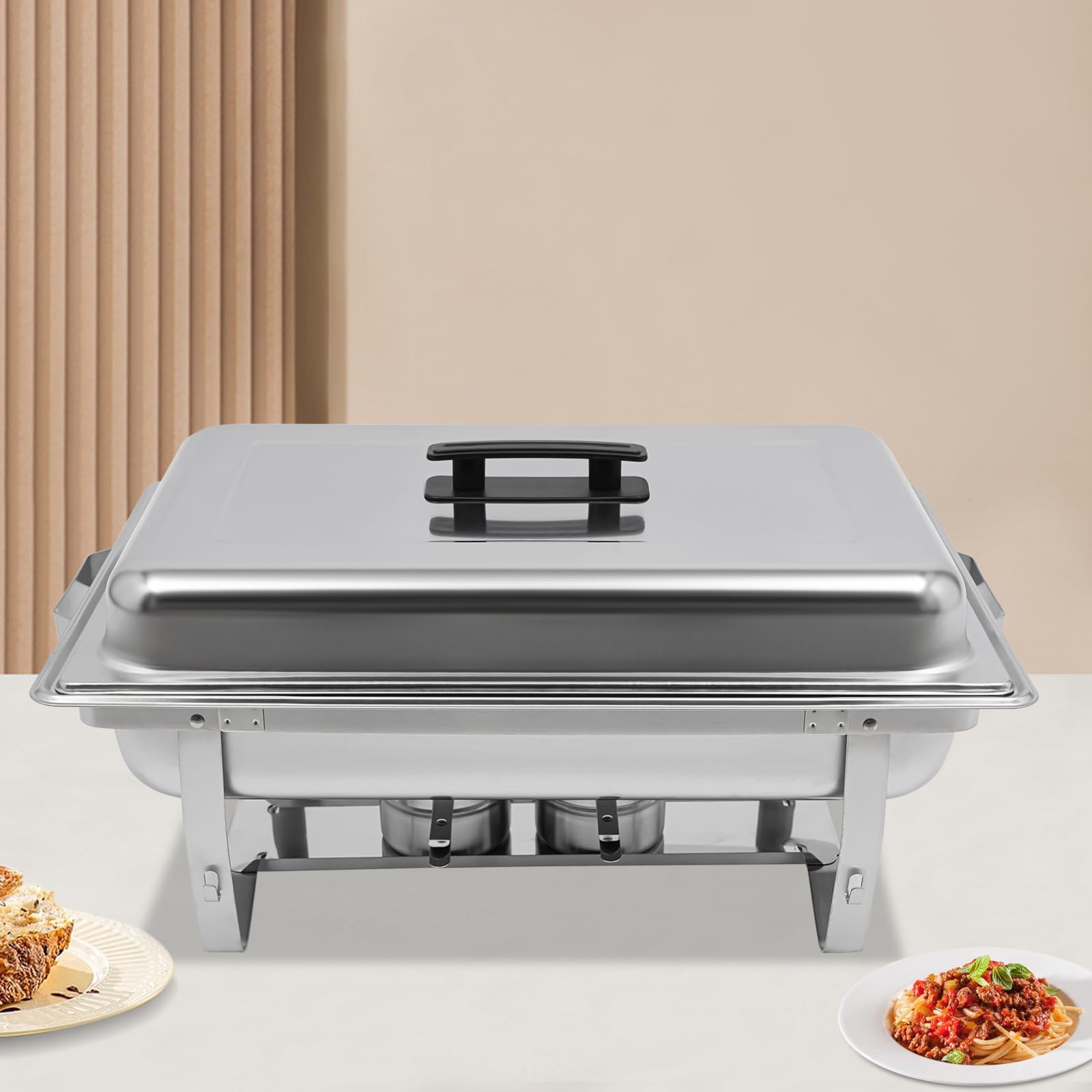 Riscaldatore a buffet da 5 l, contenitore per alimenti – 3 scomparti ispessiti, contenitore termico in ferro inox per alimenti, contenitore caldo per feste e buffet