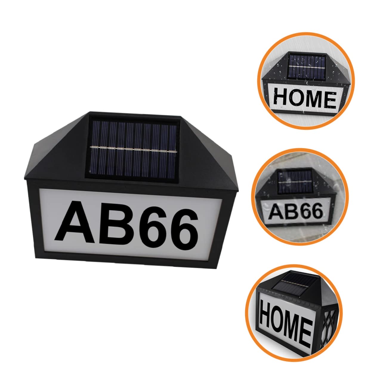 Solar Hausnummernschild mit LED Leuchte 3w Schwarz Ip55