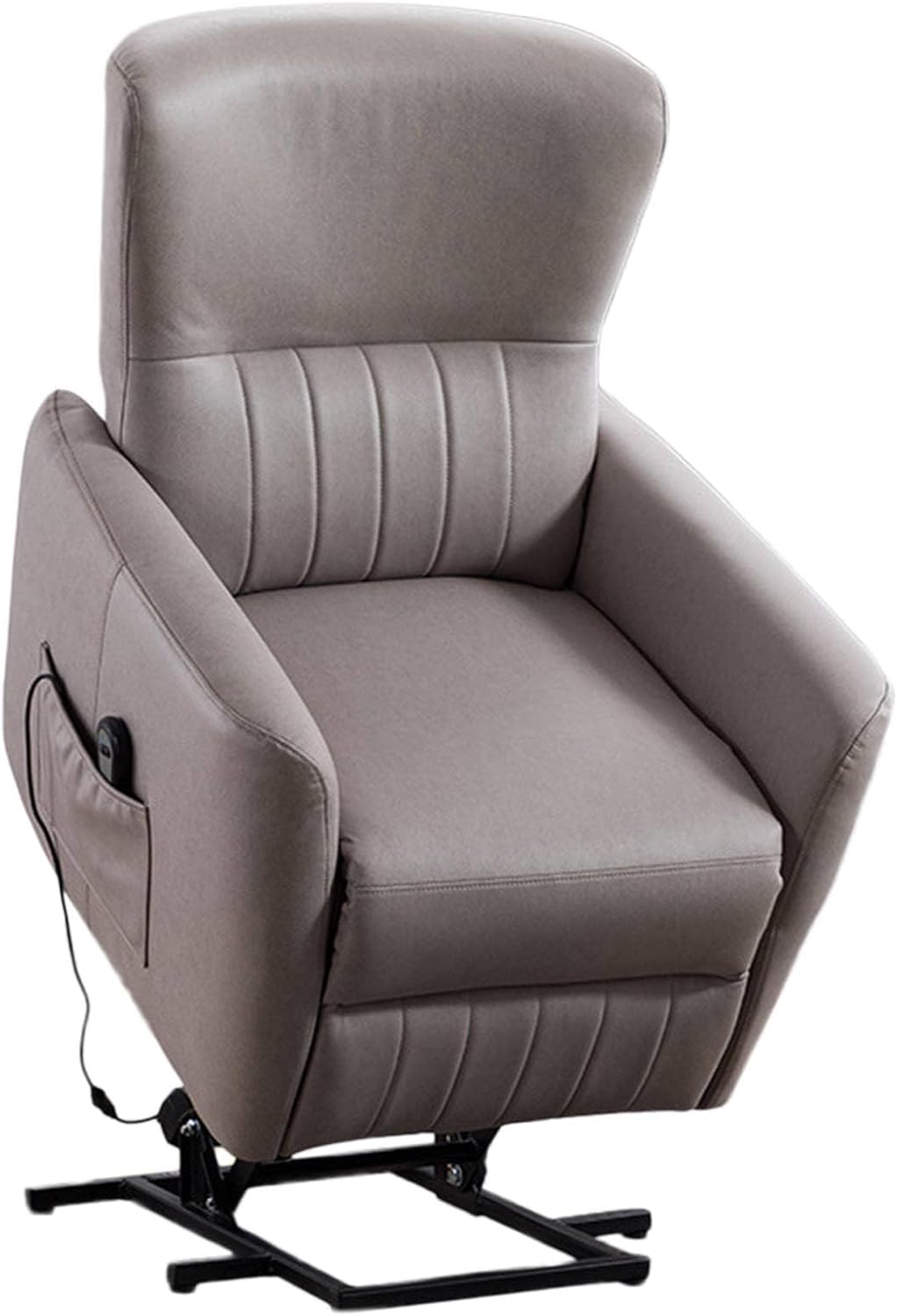 Genuine Leather Recliner Sofa with Electric Power Lift, 8 Point Massage, Heating, USB Ports, Cup Holders, and Adjustable Footrest for Adults