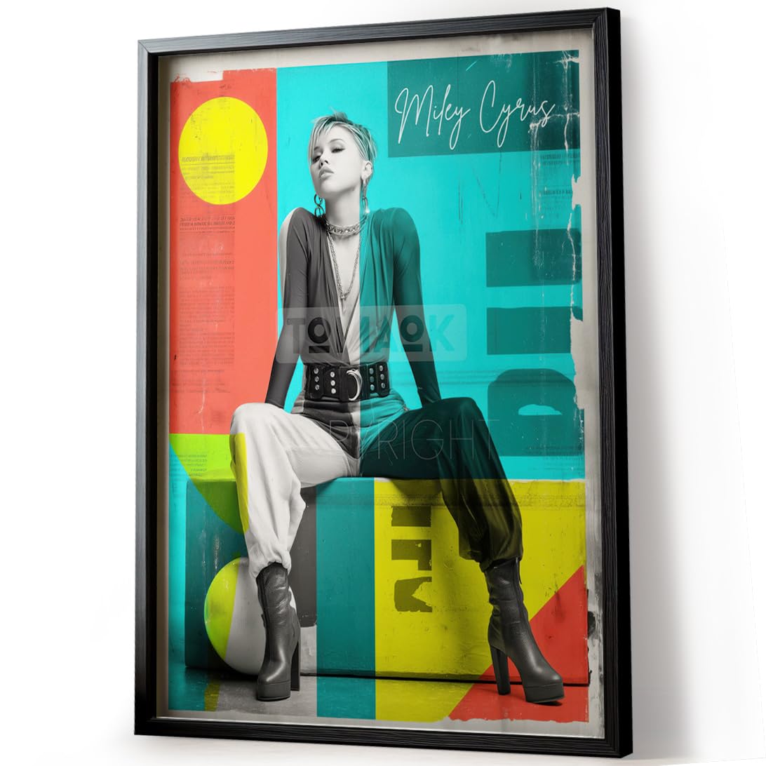 Tomaok - Poster Miley Cyrus (cornice non fornita) - Decorazione da parete - Collage artistico Pop Rock, Cantante, Musica, Concerto