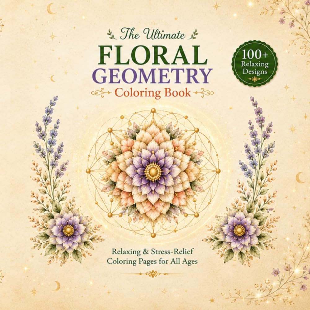 The Ultimate Floral Geometry Coloring Book: Relaxing Floral, Geometric, Mandala and Stained Glass Inspired Designs for Adults