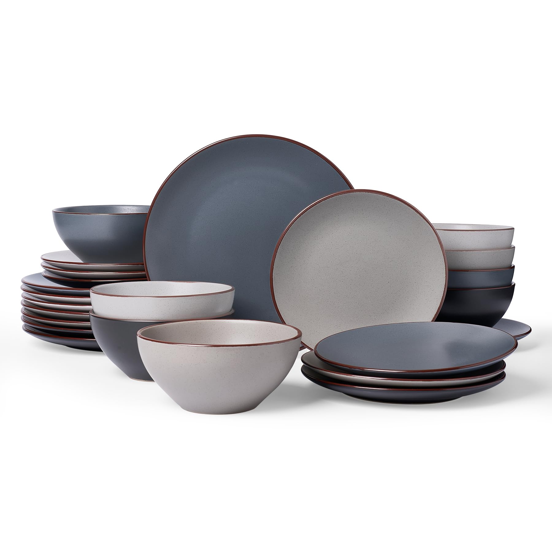 Photo 1 of Famiware Venus Plates and Bowls Sets with Trim, 24 Pieces Speckled Stoneware Dinnerware Set for 8, Matte Multicolor - Microwave & Dishwasher Safe, Modern Minimalist Dish Set, Everyday & Formal Use