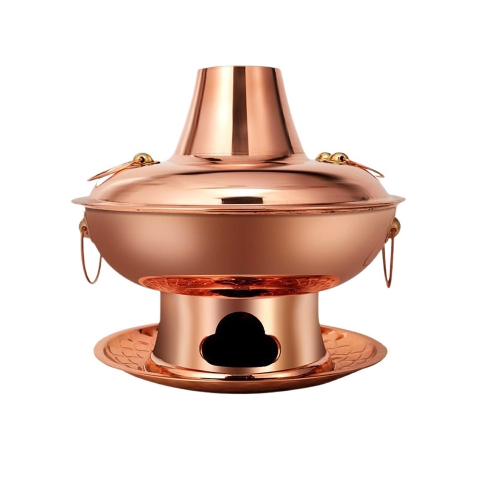 asdchZen Authentic Beijing Copper Hot Pot,42Cm Charcoal Cooking Pot With Lid,Ideal For Home Parties & Gatherings,Durable Copper Hotpot Cookware For Delicious Meals.,Copper,36cm