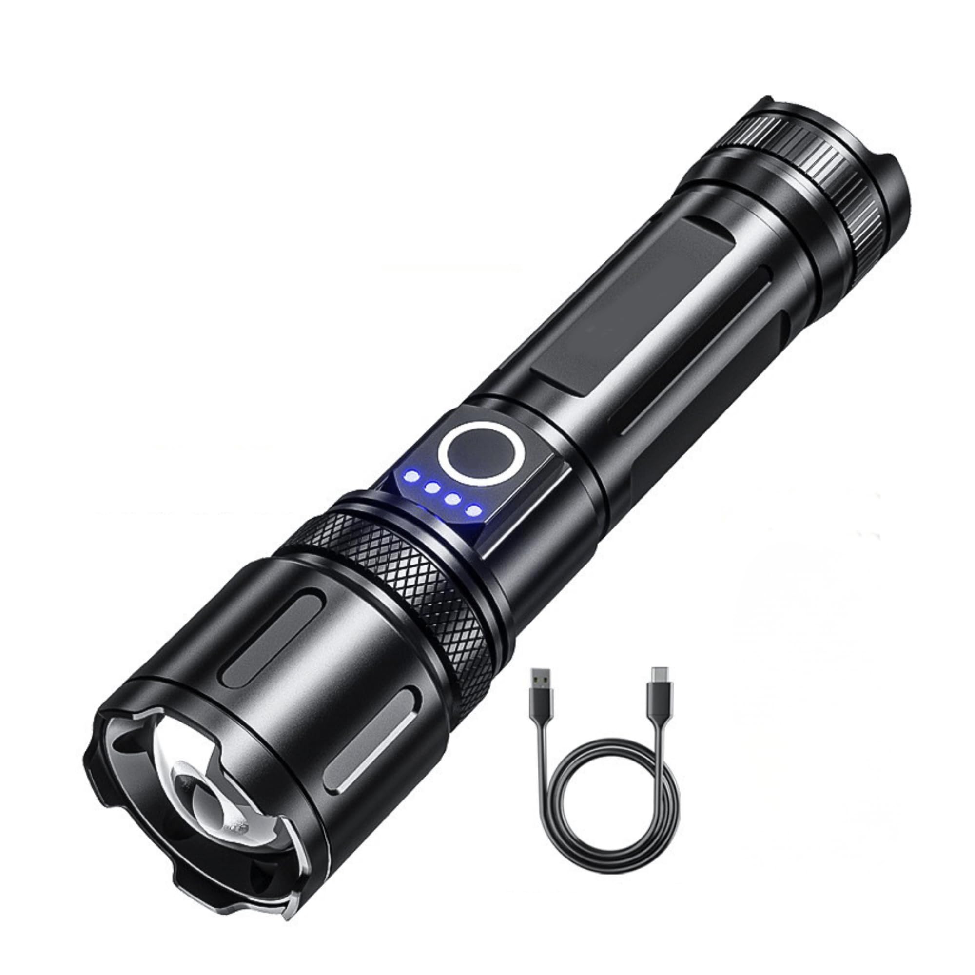 Torch Light High Power Rechargeable, 20000 Lumens Flashlight with 4 Light Modes, Adjustable Focus Torch Lights Rechargeable, IP45 Water-Resistant, (Multicolor)-image-29