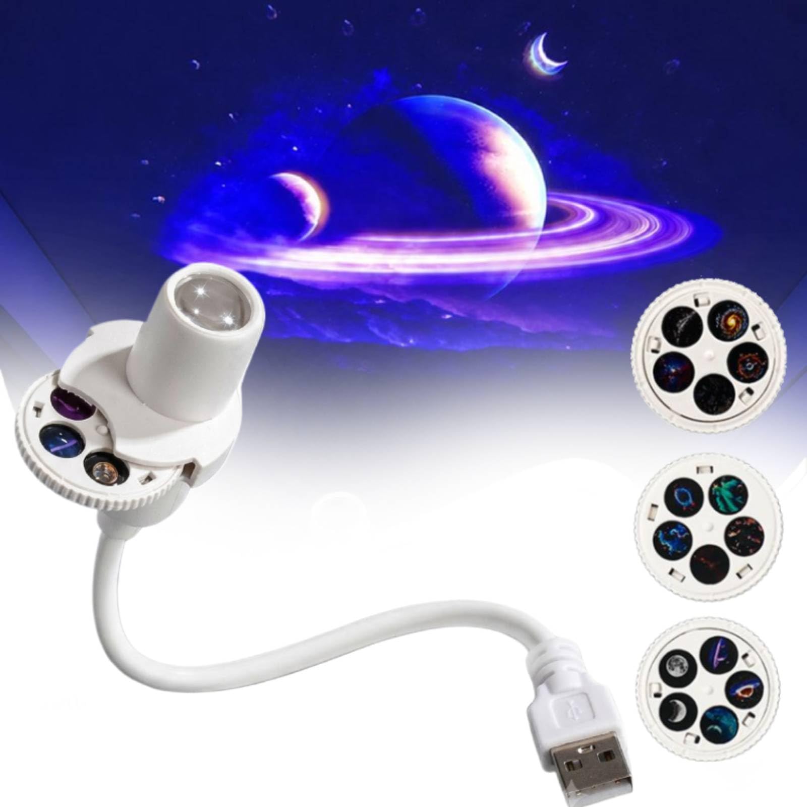 Hd Smart Dynamic 5D Holographic Night Light Projector, 2-in-1 Galaxy Projector Night Light for Bedroom, USB Starry Sky Projectors with 360 Degree Rotation, LED Ceiling Wall Projection Lamp