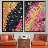 2 Piece Framed Canvas Wall Art Organic Fluids Canvas Prints Home Artwork Decoration for Living Room,Bedroom - 16