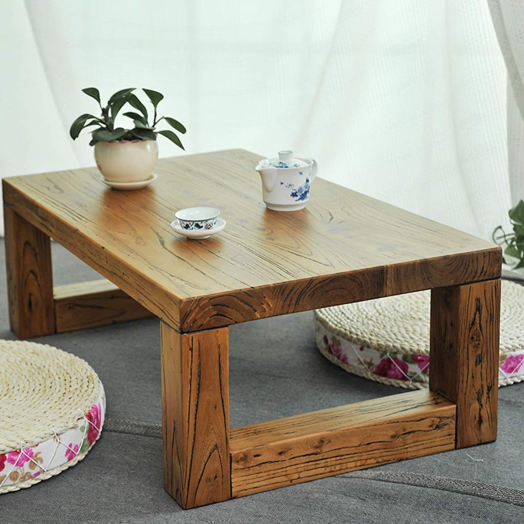Lite drewno kawa japońska herbata balkon niska sypialnia śniadanie praca laptop (kolor: brązowy, rozmiar: 50x40x25cm)
