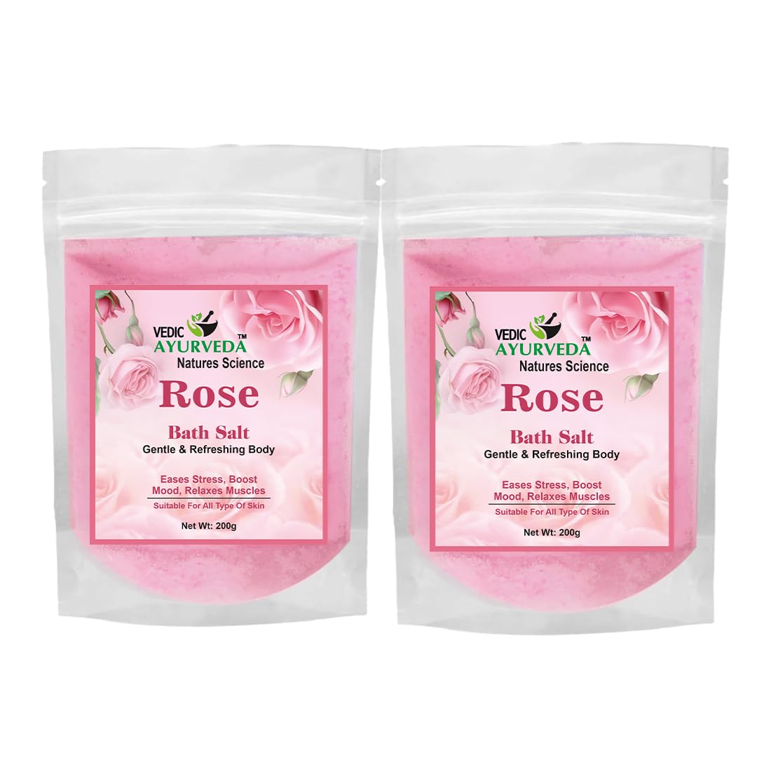 vedicayurveda Vedic Ayurveda Rose Bath Salt Combo | 2 x 200g | Soothing & Rejuvenating Spa Salt for Skin Glow, Stress Relief & Aromatherapy | Suitable for All Skin Types-picture-51