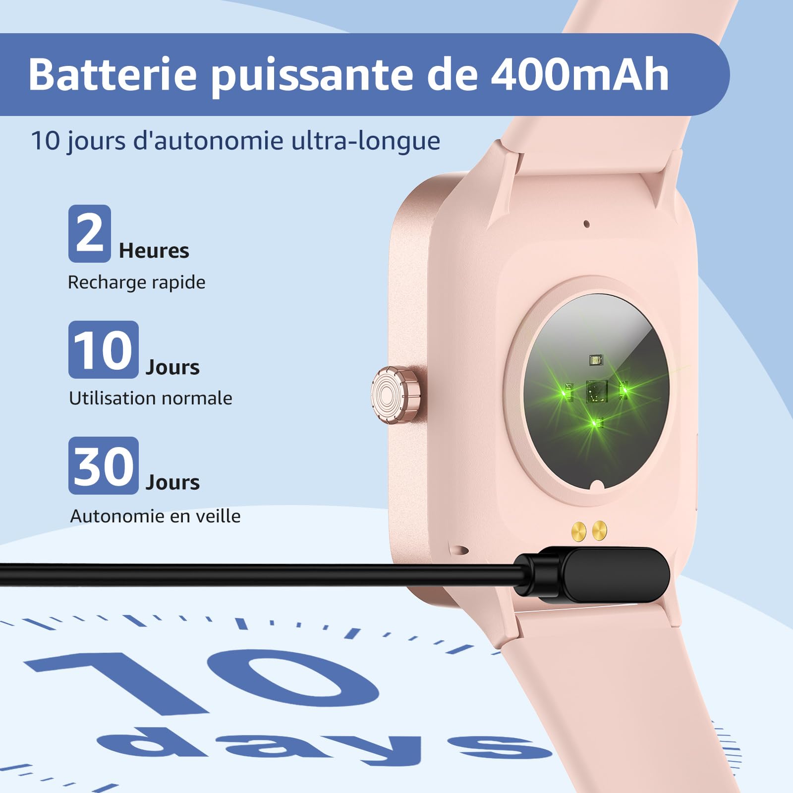 Montre connectées Femme,1.95" Touch Screen Smartwatch avec effectuer/répondre appels,Suivi de Fitness avec Pression artérielle et Moniteur de Sommeil,140+ Sport,IP68 pour Android iOS Rose