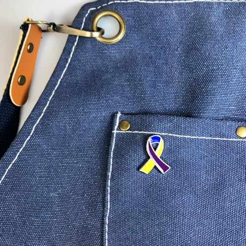 Bladder Cancer Awareness Products Blue Purple and Yellow Ribbon Lapel Pin