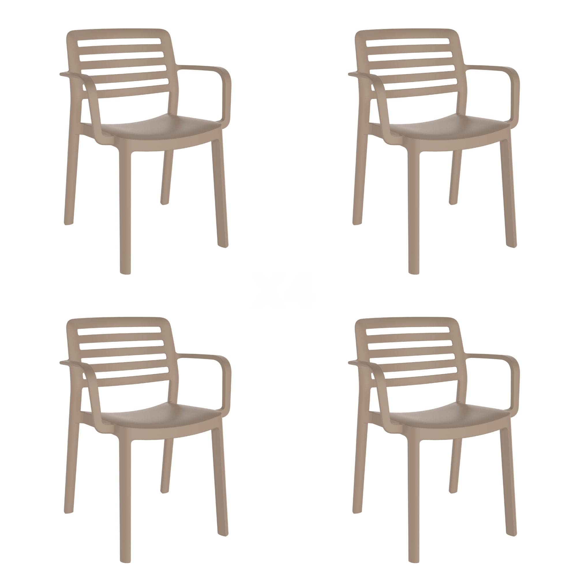 resol grupo Wind Chaise intérieure, extérieure | Jardin, terrasse, Balcon, Salon, Cuisine, Salle à Manger | Design, léger, empilable, Plastique, Sable, Set de 4 unidades